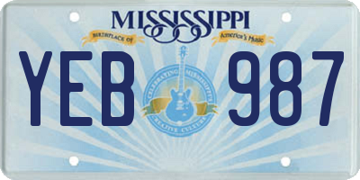 MS license plate YEB987