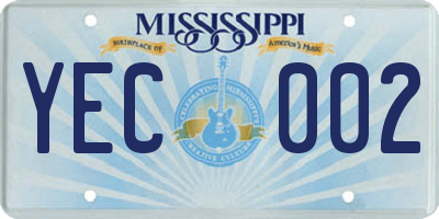 MS license plate YEC002