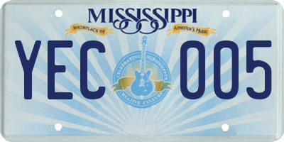 MS license plate YEC005