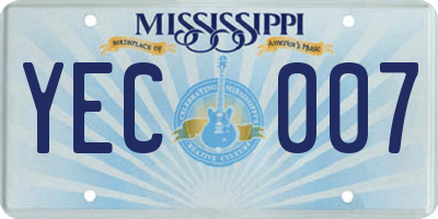 MS license plate YEC007