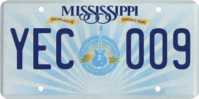 MS license plate YEC009