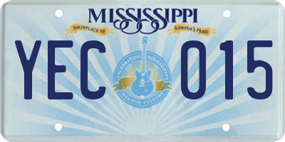 MS license plate YEC015