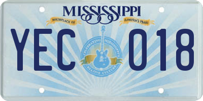 MS license plate YEC018