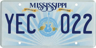 MS license plate YEC022