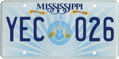 MS license plate YEC026
