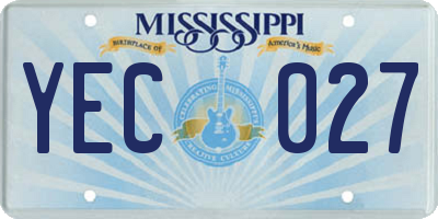 MS license plate YEC027