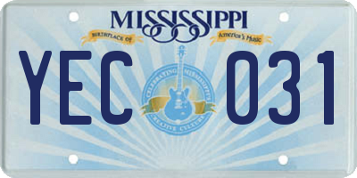 MS license plate YEC031