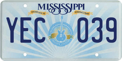MS license plate YEC039
