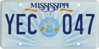 MS license plate YEC047