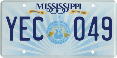 MS license plate YEC049