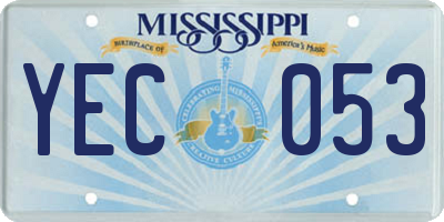 MS license plate YEC053