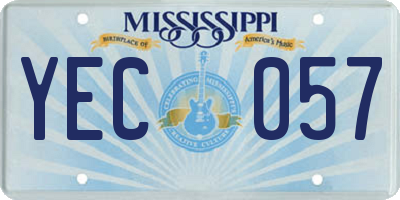 MS license plate YEC057