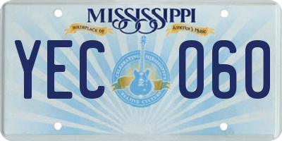 MS license plate YEC060
