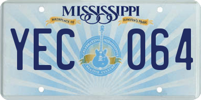 MS license plate YEC064