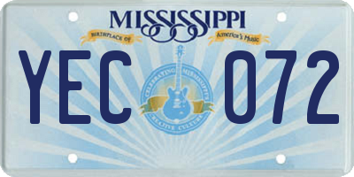 MS license plate YEC072
