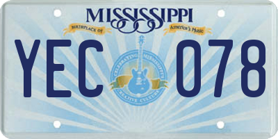 MS license plate YEC078