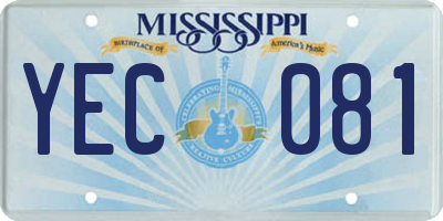 MS license plate YEC081
