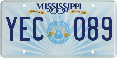 MS license plate YEC089