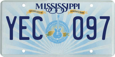 MS license plate YEC097