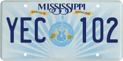 MS license plate YEC102