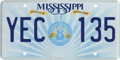 MS license plate YEC135