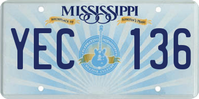 MS license plate YEC136