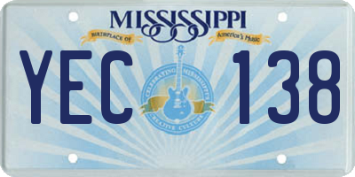 MS license plate YEC138