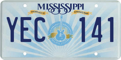 MS license plate YEC141