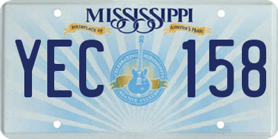 MS license plate YEC158