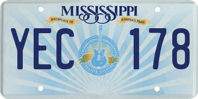 MS license plate YEC178