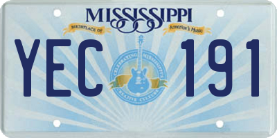 MS license plate YEC191