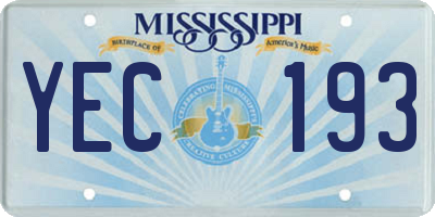 MS license plate YEC193