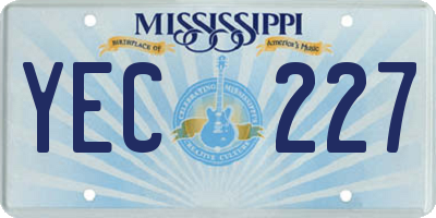 MS license plate YEC227