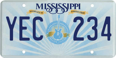 MS license plate YEC234