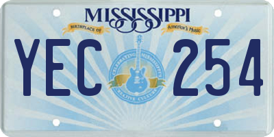 MS license plate YEC254
