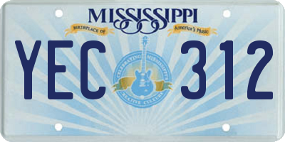MS license plate YEC312