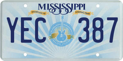 MS license plate YEC387