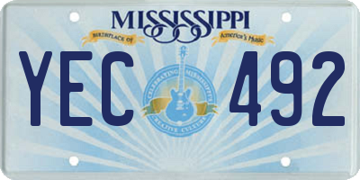 MS license plate YEC492