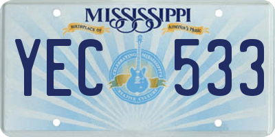 MS license plate YEC533