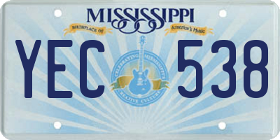 MS license plate YEC538