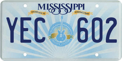 MS license plate YEC602