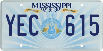 MS license plate YEC615