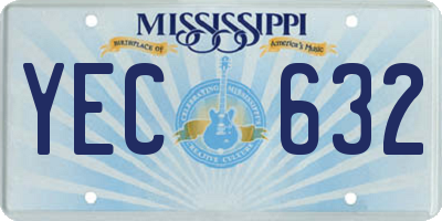 MS license plate YEC632