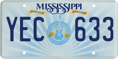 MS license plate YEC633