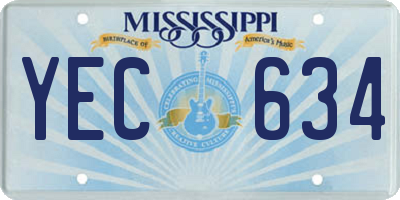 MS license plate YEC634