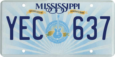 MS license plate YEC637