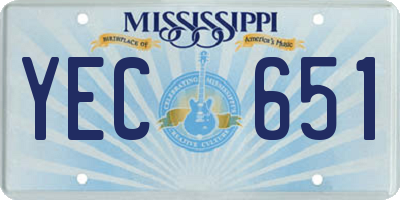 MS license plate YEC651