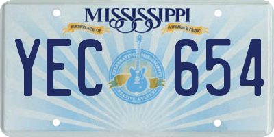 MS license plate YEC654