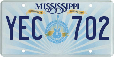 MS license plate YEC702