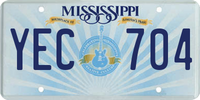 MS license plate YEC704